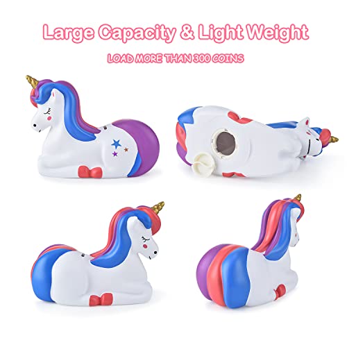 Unicorn Piggy Bank For Girls, Unbreakable Plastic Money Bank, Kids Coin Bank, Practical Gifts For Birthday, Christmas, Baby Shower (Purple) #TOP2