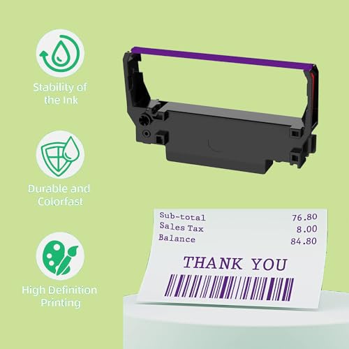 (Pacote com 18, roxo, fita POS) compatível com ERC-30 ERC 30 34 38 fita para uso em Epson M119 M119B