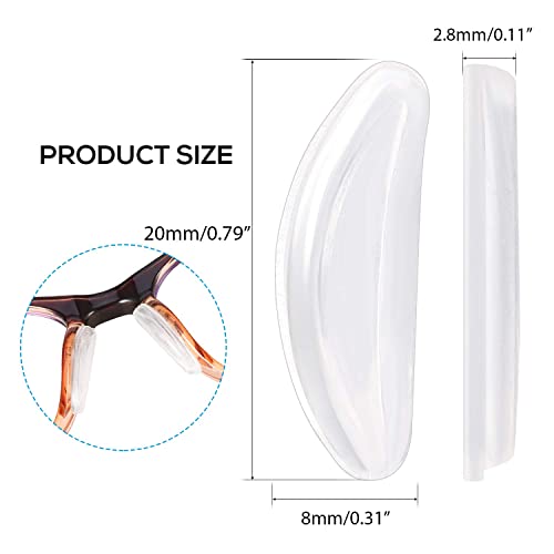 SMARTTOP 2.8mm Eyeglasses Air Bag Stick on Silicone Nose Pads-Upgrade 10Pairs Eyeglasses Nose Pads for Plastic Frame-for Sunglasses Anti-Slip-Glasses Repair Kits for Man and Women-10PAIRS Crystal