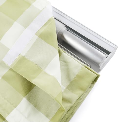 Image of TWOPAGES No Drill Cordless Buffalo Olivine Plaid Roman Shades Gingham Checkered Roman Blinds for Windows, Customized Room Darkening Blackout Blinds Farmhouse Shades, 1 Piece