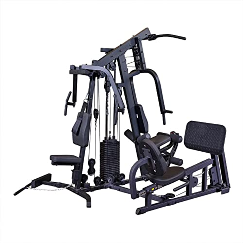 Body-Solid (EXM2500BLPS) Multi-Station Home Gym Machine, Arm & Leg Strength Training Functional Exercise Workout Station, 210lbs. Black Weight Stack with Leg Press