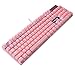 SUPSOO Mechanical Keyboard, USB Wired & Metal Panel, Compact 104 Key Computer Keyboard with Blue Switch and 12 Multimedia Keys for Windows PC Office Gamers, Pink White LED Backlit