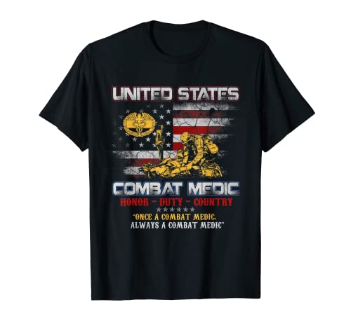 US Army Combat Medic Veteran Vintage Honor Duty Country T-Shirt