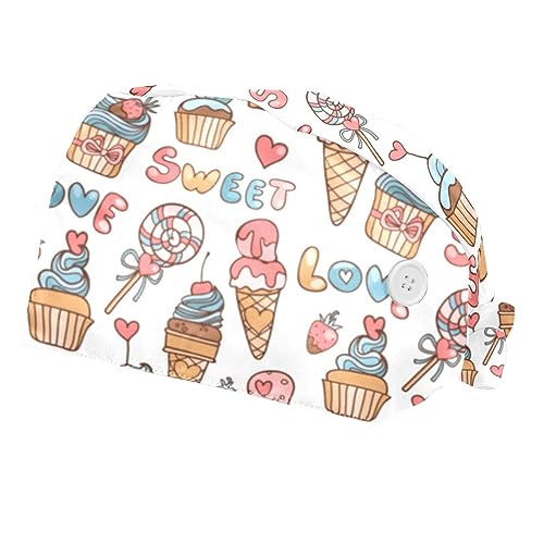 Chapeaux de travail ajustables VERED avec motif de gâteaux pour homme et femme