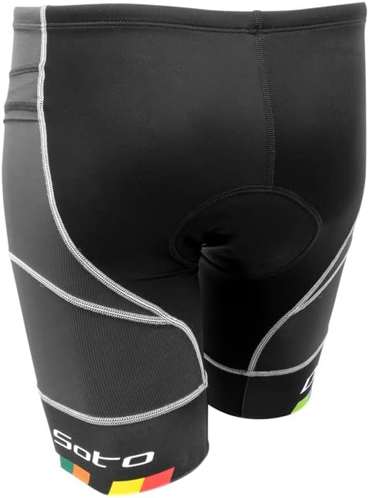 De Soto Men’s Riviera Tri Short with 7mm Integrated Pad, Compressive Race Fit, Pockets, for Endurance Triathlon