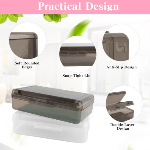 Image of Pencil Case Box, 2 PCS Clear Black Double Layer Large Capacity Plastic Pencil Boxs, Clear Hard Pen Case with Snap-tight Lid,Storage Art Craft Box Marker Organizer for Boy Girl Offices School Supplies