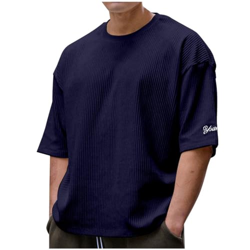 Image of Men's T-Shirt White Short Sleeve T-Shirt with Crew Neck Made of Cotton Regular Fit Sports T-Shirts with Slightly Tailored Design Men's T-Shirt Cotton for Everyday Use