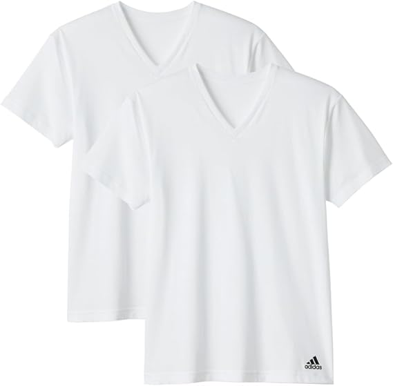 Adidas Men's Inner Top, V-Neck T-Shirt, 2-Piece Set, White