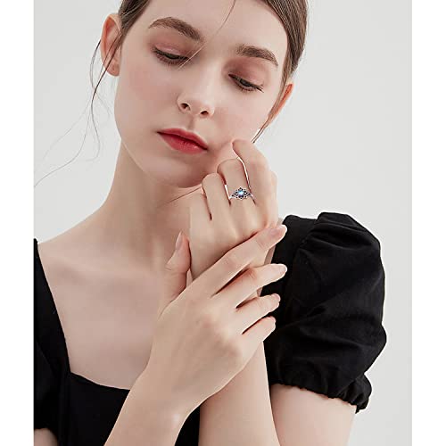 Shaoan 925 Sterling Silver Mandala Chakra Ring Moonstone Flower Rings Blossom Qxidation Vintage Ring Yoga Jewelry Gifts Mothers Day Gifts #TOP2