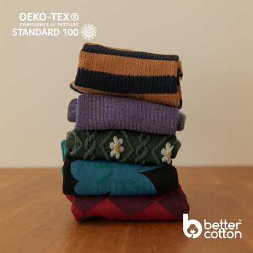 Women Daily Wear Cute Crew Socks Casual Aesthetic Cotton Socks for Women Girls 5 Pairs4