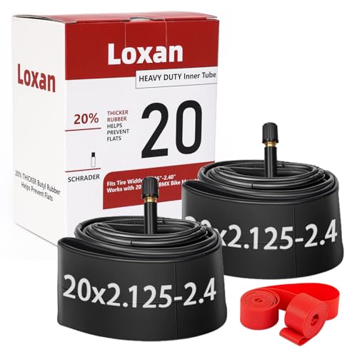 20x2.125-2.40 Bike Inner Tubes, 2 Pack 20 X 2.125 2.20 2.25 2.30 2.35 2.40 Heavy Duty Bicycle Tire Tubes with 2 Pcs Rim Strip for 20