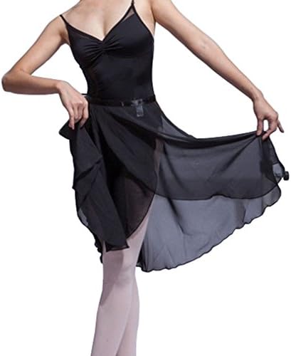 Hoerev Adult Sheer Wrap Skirt Ballet Skirt Ballet Dance Dancewear Black