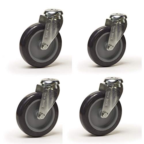 Lot roulettes à oeil pivotantes caoutchouc gris 75 mm - 180 Kg