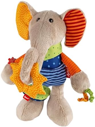 SIGIKID 40863 Aktywny słoń Baby Activity PlayQ Zabawka dla dzieci dla dziewczynek i chłopców, zalecana od 3 miesięcy, wielokolorowa