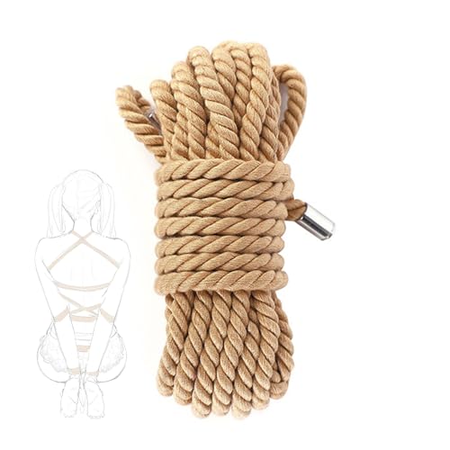 TAUOE Corde de Coton Naturel, 5m/10m/20m, Épaisse avec Embouts Métalliques, 88g/175g/350g (Cinq mètres)