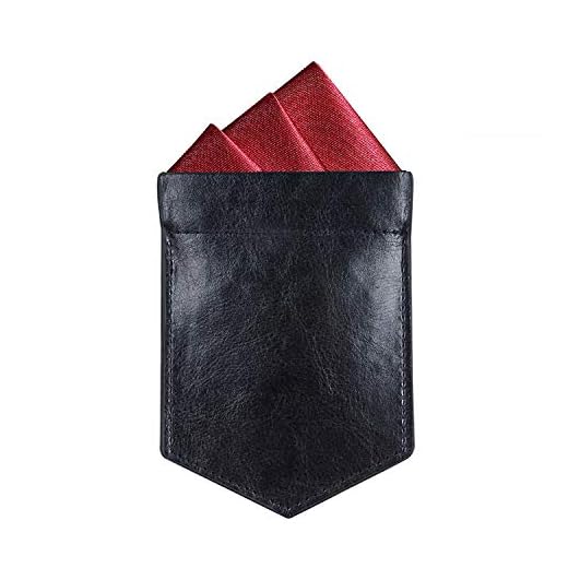 ONLVAN Pocket Square Holder Leather Slim Pocket Square Holder for Men's Suit Handkerchief Keeper (Holder Only)
