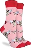 Good Luck Sock Women's Valentine's Day Cupid Pugs Socks, Adult, Shoe Size 5-9