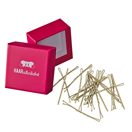 24 More Grip Bobby Pins Pinces à Cheveux Extra Long Beige pour Cheveux blonds 6 cm Ultra Maintien par des Vernie en Rose Boîte de Cheveux de Tous Les Aimez