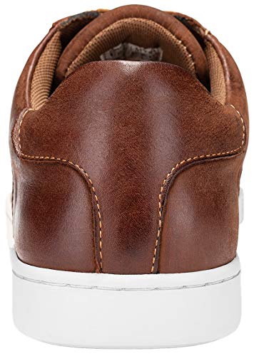 Jousen Men's Leather Sneakers Fashion Dress Sneaker Business Casual Shoes For Men (My852 Red Brown 9) #TOP3