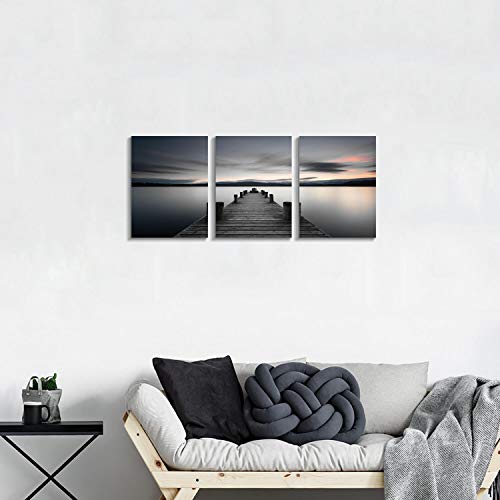Artistic Path Dock Picture Coastal Artwork Painting: Pier Boardwalk Wall Art Print On Canvas For Bedroom Walls (Overall 36" W X 16" H,Multi-Sized) #TOP4