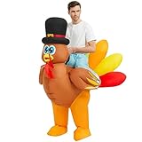 KOOY Thanksgiving Inflatable Turkey Costume for Adult, Thanksgiving Party Funny Turkey Suit Blow up Trukey Costumes, Christmas Costume