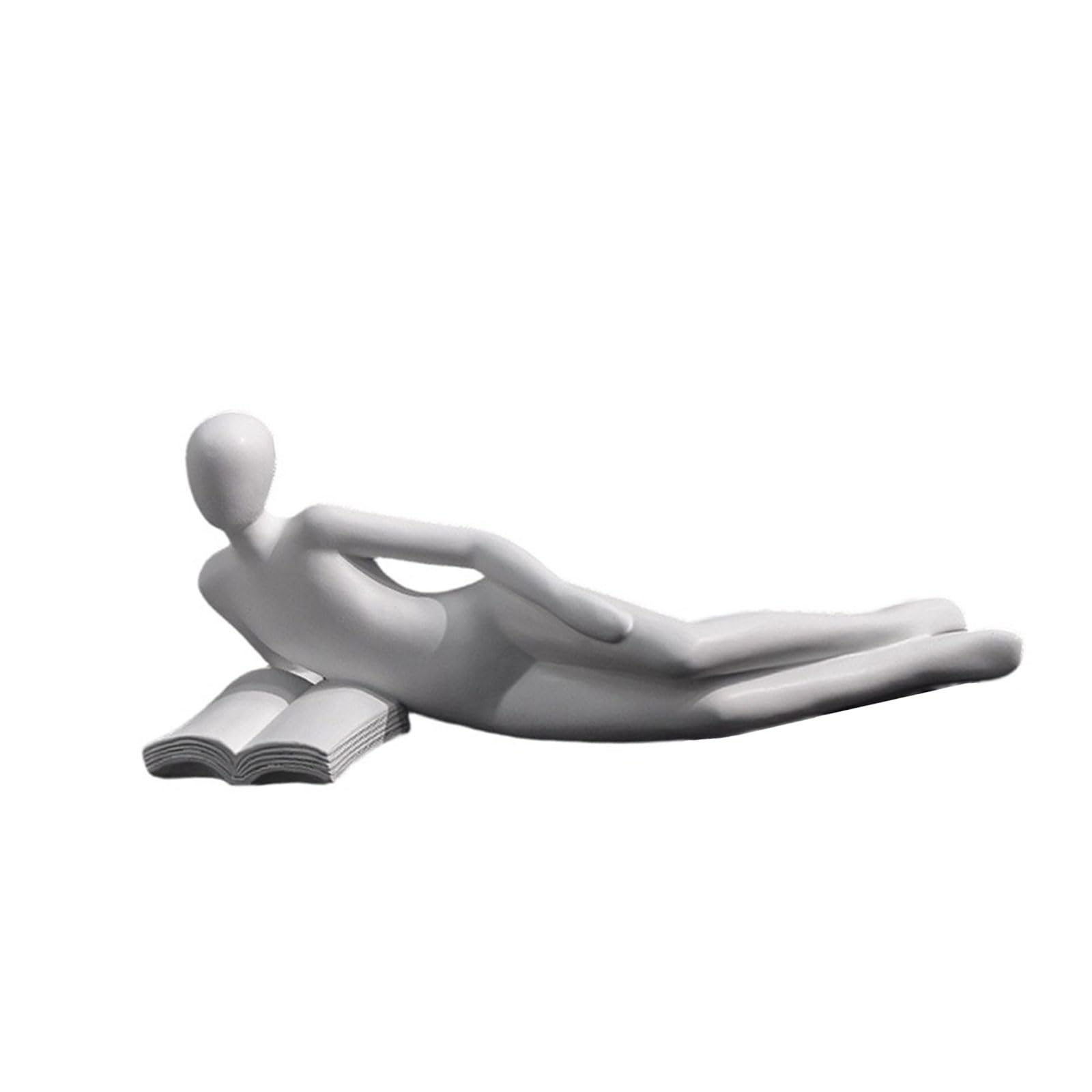 MALSSE Resins Thinking Lady Statue Abstract Reading Women Figurine Sculpture for Bookshelf Decors and Desktop Accent Abstract Decors