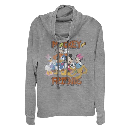 Disney Classic Mickey and Friends Women's Cowl Neck Long Sleeve Knit Top