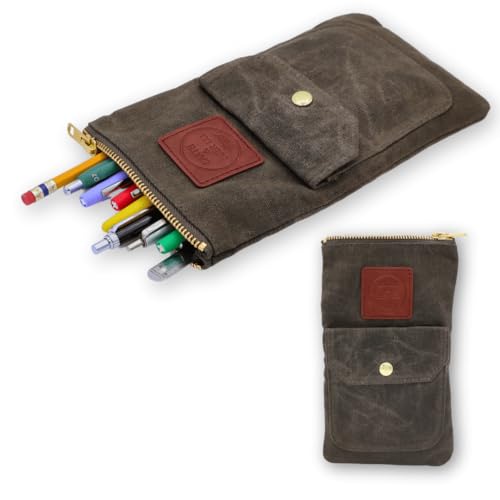 Earth & Fiber Co. Waxed Canvas Artist Pouch - Perfect for Pencils, Pens, Markers, and Stationery - Designed for Artists - Durable Brown Canvas With Brass YKK Zipper by Earth & Fiber Co. - Used condition - US$15.35