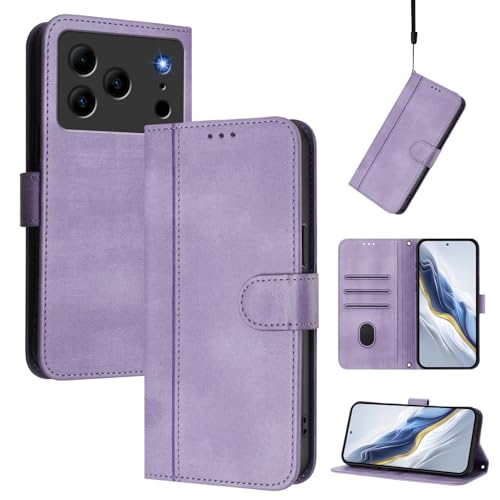 [PU���U�[+�P�[�X�n�Ή��@�� for Doogee Note 56 (Pro) / Note 56 Plus �t���b�v�X�^���h�J�[�h�X���b�g�E�H���b�g �������[�h Purple