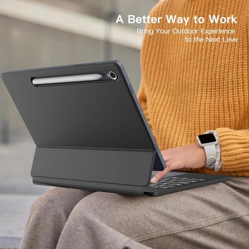 Image of RTSY Magic Style Keyboard case for Samsung Galaxy Tab S10 FE Plus /FE Plus 5G (13.1 Inch) with 7-Colors Backlit & Precision Trackpad, Floating Cantilever Magnetic Stand (Black)