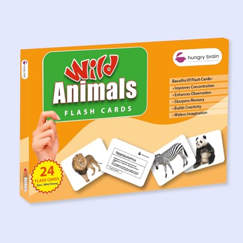 Image of Hungry Brain Wild Animals Flash Cards for Babies & Toddlers (3 Months–6 Years) | High Contrast Learning Cards | Montessori Toy for Visual Stimulation, Brain Development & Early Learning