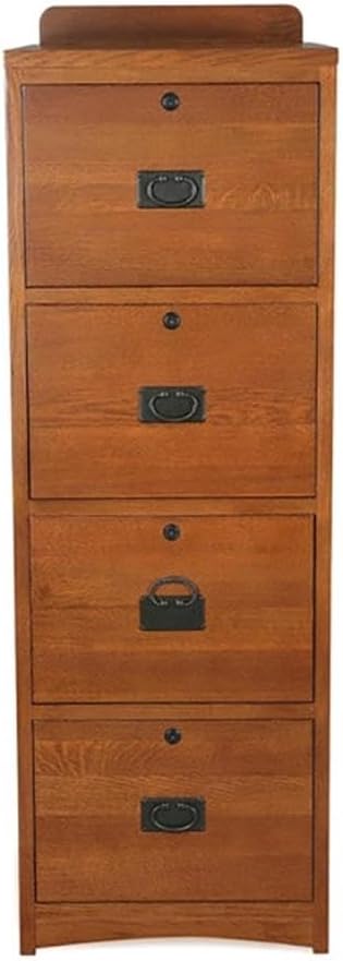 Pemberly Row Arts and Crafts 4-Drawer Wood File Cabinet in Cherry