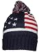BWH Adult American/Americana Flag Cuffed Knit Beanie W/Pom Pom (One Size)