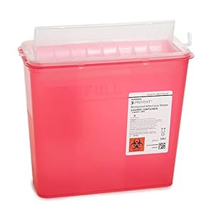 McKesson Prevent Biohazard Infectious Waste Sharps Container, Plastic, Red, 1.25 gal, 20 Count