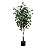 Nearly Natural 4ft Artificial Double Trunk Ficus Tree - Indoor Fake Tree with Bendable Branches - Greenery Inspired by Nature