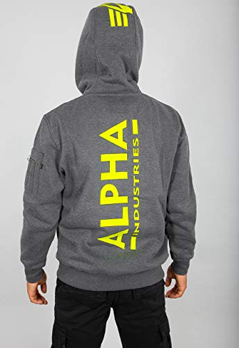 Alpha Industries Herren Back Print Hoody, Charcoal Heather, XL – Ansicht 2