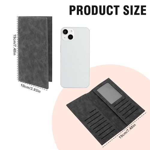 Mens Wallet, PU Leather Card Wallet Card Holder Wallet with Multiple Card Slots for Men, Long Bifold Travel Wallet Slim Wallet with ID Window for Travel, Date (black)2