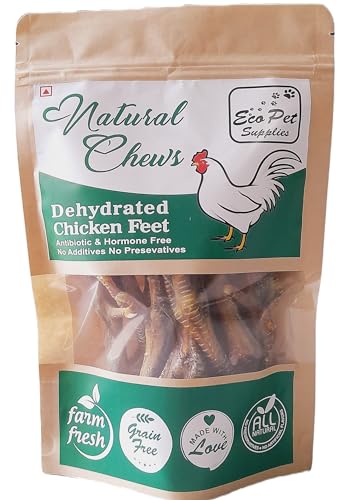 Eco Pet Supplies Dehydrated Chicken Feet for Dog Tasty & Healthy Pet Treats 100 Gm (Combo Pack of 3)