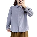 [MilaCorinna] レディース トップス シャツ 長袖 ポロ 純綿 無地 厚手 レトロ 上品 快適 肌に優しい おしゃれ 優しい カジュアル シンプル スリム 大人 フォーマル 普段着 ゆったり 通勤 大学生 4色展開 春夏秋冬