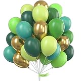 PartyWoo Luftballons Grün, 60 Stück 12 Zoll Luftballon Grüne Töne Satz von Grüne Ballons, Luftballons Mint, Hellgrüne Luftballons, Ballon Grün, Ballons Metallic Gold für Grün Party, Krokodil Party