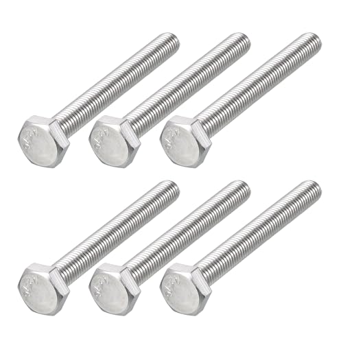 Image of METALLIXITY Hex Bolts (M10-1.5x90mm) 6Pcs, 304 Stainless Steel Coarse Fully Threaded Hex Head Screw Bolt Machine Screws - for Furniture Repair, Silver