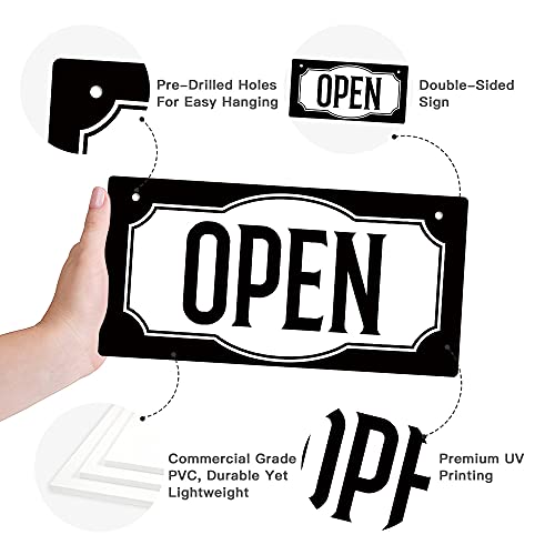 Putuo Decor Open Closed Sign, Reversible Double Sided Sign for Business Store, Bar, Shop, Restaurant, Door Window, 10x5 Inches PVC Hanging Plaque