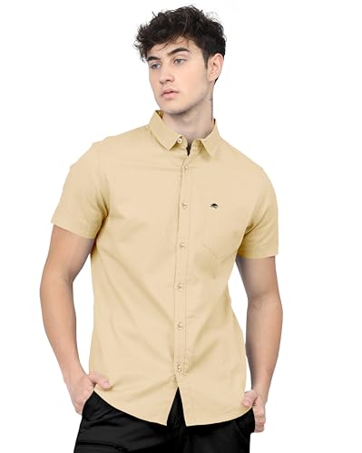 Image of BRUCEWANE Men's 100% Cotton Half Sleeve Shirt