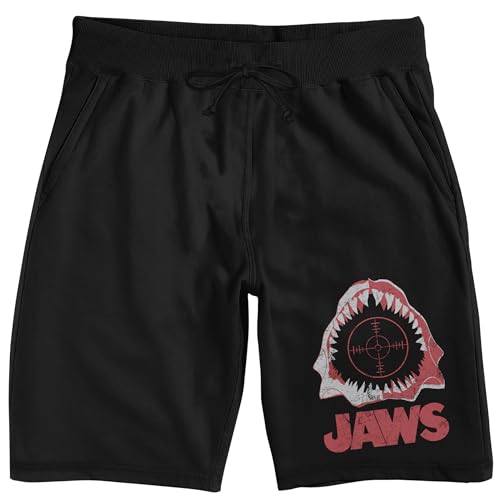 Jaws Open Shark Mouth Men's Black Sleep Pajama Shorts