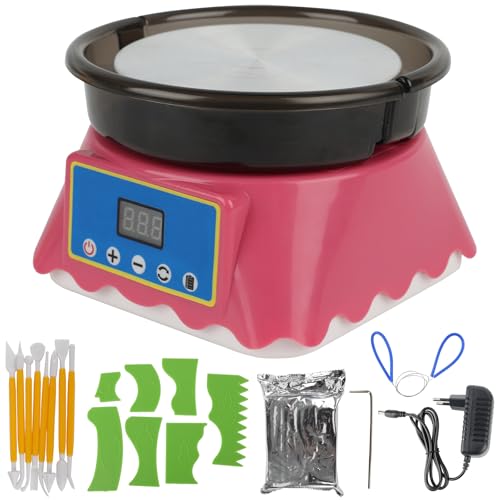 JAOGAUS Mini-Töpferscheiben-Set, Mini Töpfermaschine mit Bildhauerwerkzeugen, Couleeur 200RPM Einstellbare Geschwindigkeit Metall-Drehteller, ABS-Becken Geliefert Geeignet für Töpfer-Heimwerker