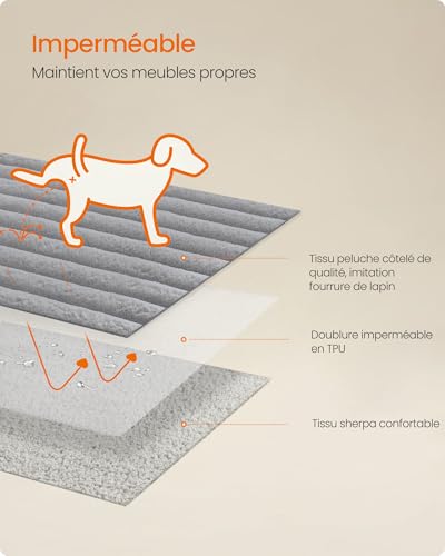 Tapis chien imperméable lavable Feandrea housse canapé réversible gris - 4