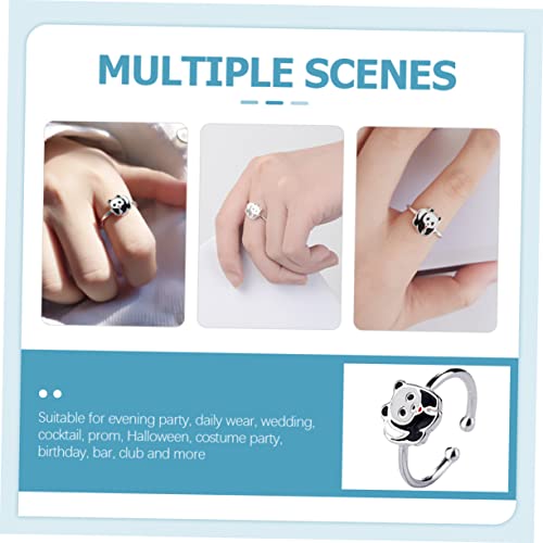 Bague Panda ajustable ouverte et personnalisée au style cool unique - 2