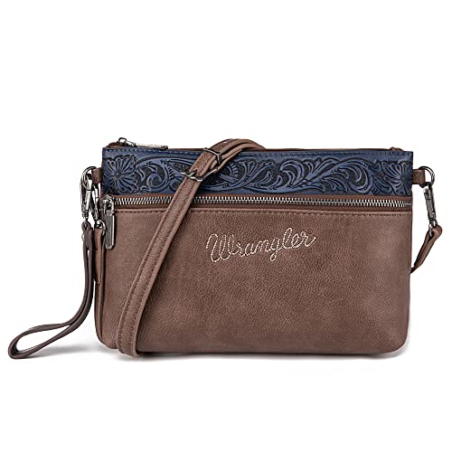 Montana West Wrangler Clutch Wristlet Purse Western Crossbody Bags Tooling Pattern Wallet for Women Cell Phone Purse,WG50-181JN
