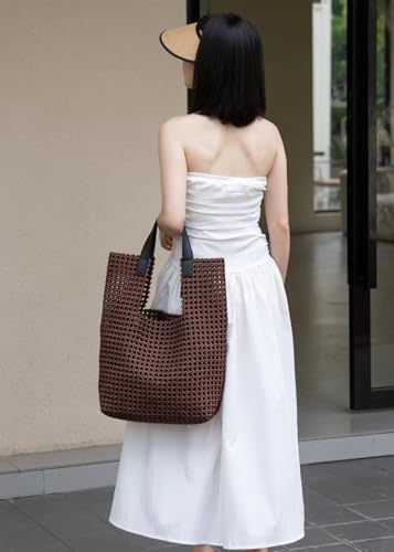 Bolso Tote tejido de satén para mujer grande miniatura 2