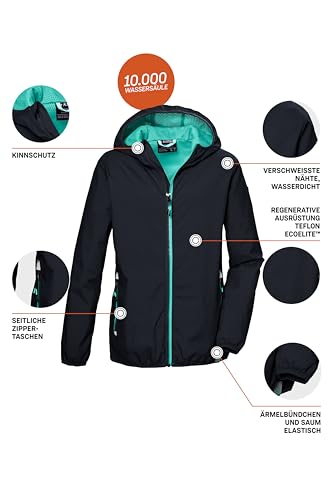 killtec Mädchen Funktionsjacke/Regenjacke mit Kapuze KOS 138 GRLS JCKT, dunkelnavy, 140, 42988-000